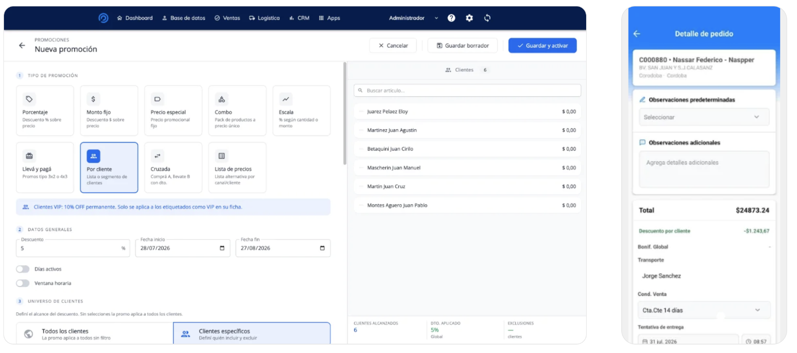 Configuración de una promoción de tipo Por cliente en SmartPanel